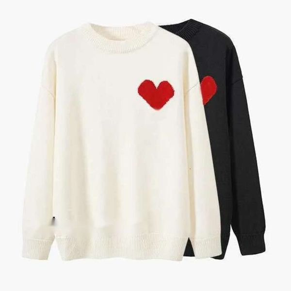 Diseñador suéter amor corazón para hombre mujer amantes pareja cardigan redondo amis collar mujer moda marca carta blanco negro manga larga