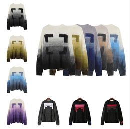 Дизайнерский свитер Мужской женский стрелковый трикотаж постепенного цвета с круглым вырезом повседневный модный пуловер