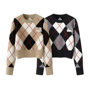 Designer Sweater Dames herfst gestreepte mode lange mouw Jacquard Cardigan breien truien vintage argyle di_girls