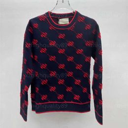 Designer Sweater Femmes Knit Jumper Femmes Pulls Lettre Rouge Rayé Jacquard Mode À Manches Longues Col Rond Top Lâche Qualité Tissu Pull Vêtements Pour Femmes