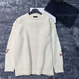 Designer trui dames truien los casual top mouw splitsen kruis lange mouwen ronde hals herfst warme trui dameskleding gebreid wit sweatshirt