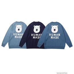 Pulls de créateurs Mode Vêtements de sport Sweats à capuche Human Made Back Polar Bear Tricot Jacquard Automne / Hiver Lâche Couple Pull à col rond