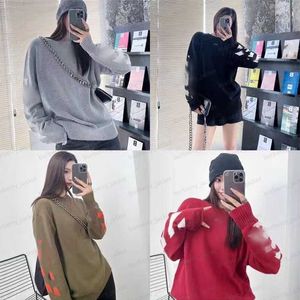 Designer Sweaters Offs Blanc Hiver Off W Veste À Capuche Lâche Manteau Pulls Sweat-shirt Hommes Femme Couples Casual Laine Pull Tricoté À Manches Longues