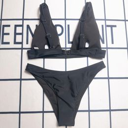 Designer zwempak badmode dames brief diamant set bikini stevige kleur zwart en wit hoog taille zwempak 473502
