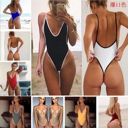 Designer Swimsuit Women Bikini Set 2019 Womens Sexy Underwear Sports One-Piece Bikini Bikini à trois points Pajamas à col en V V