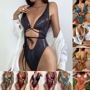 Designer zwempak vrouwen bikini sets stuk badkleding vrouwelijk sexy mouwloze veter -zwemkleding bikini