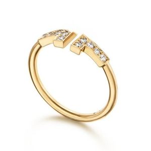 Designer T Family White Friillaria Double Ring 925 Serling Silver Plaed 18K Gold Rose Gold Opening ingelegd met diamanten halve ringen Trouwring Designer ring voor vrouw
