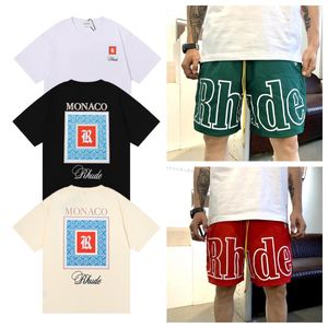 Designer Rhude T-shirt Mens Shor Femme Man Cloring Graphic Tees Match Tops Summer Summer Sleeve Tshirt Hip Hop Lettres Graffiti Print Loose Rhude Shirtal