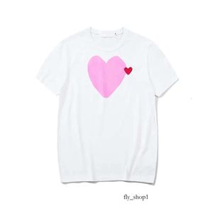 Camiseta de diseñador Commes Des Garcon Moda de algodón Comme De Garcon Camiseta con bordado de corazón rojo Manga de amor para mujer 193