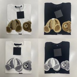 Camiseta de diseñador para hombre, camisetas de sudor, bordado de oso de gran tamaño, transpirable, informal, camisetas de ángeles, algodón puro, talla S-2XL