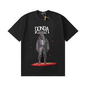 T-shirt de créateur Kanyes Wests 2023 Printemps et été Nouvel astronaute à manches courtes imprimé col rond T-shirt créatif gris foncé noir