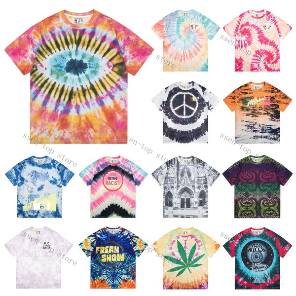 Camiseta de diseñador Camiseta lujosa Tie-Dye Estampado de alfabeto Manga corta High Street Fashion Camiseta holgada retro americana casual lavada