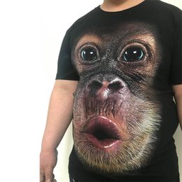 T-shirt de créateur T-shirt en coton à manches courtes pour hommes, motif 3D, motif gorille, lion, loup, motif animal Tiktok Boom, même T-shirt ample