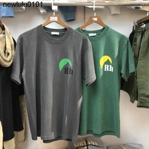 Designer Camiseta Homens Mulheres Casual Qualidade Camiseta Algodão Tees Japão RHUDE Camisetas Cinza Verde