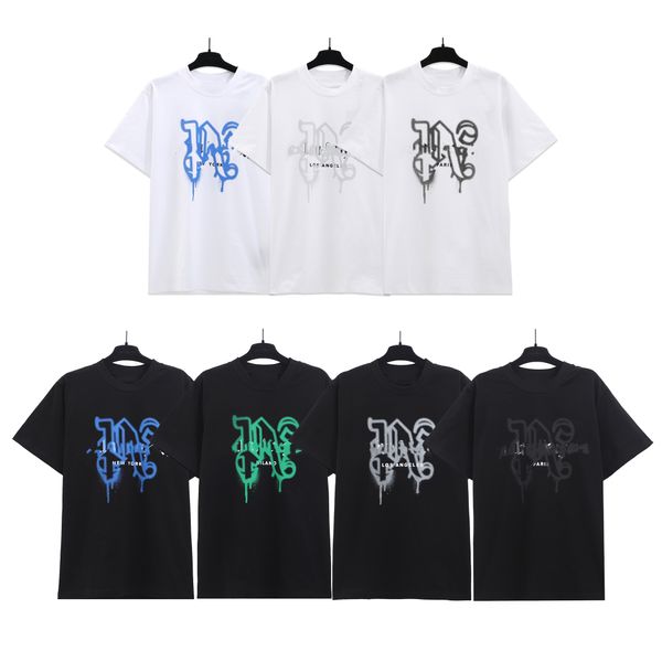 Designer T-shirt pour hommes chemises d'été To-shirt graphique Tshirt Cut Off Shark Imprimer Open Travail Impression de broderie City Limited Black Rainbow Font Smoke Graffiti