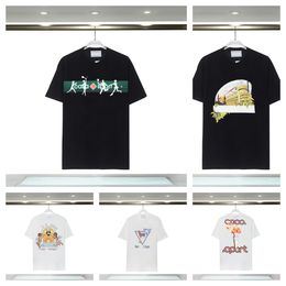 Mens Fashion Tshirts Designer T-shirt Peso Shirt Mens T-shirt Loose en hip hop cartes tendances à la tendance Impression de couleurs contrastées coure-cou de coton respirant XY18