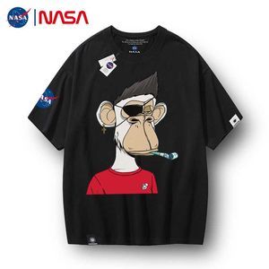 Ontwerper T-shirt NASA co-branded saai aap t-shirt heren- en damesmodemerk NFT curi bayc apenkop hetzelfde losse paar korte mouw Fabrieksverkoop