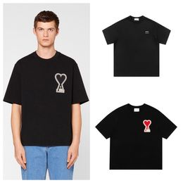 Camiseta de diseñador París Polo Hombres Mujeres Carta de amor Camiseta Moda Bordado Pareja Manga corta Calle suelta Cuello redondo Camiseta Corazón rojo Tops