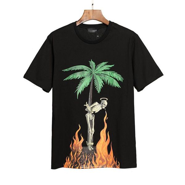 T-shirt de créateur lettre de marque populaire à manches courtes Palm Tree High Street Hipster Graffiti Logo pour hommes et femmes T-shirts