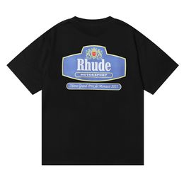 T-shirt designer Rhude Motorsport 22 Commémorative Double haute qualité 1: 1 Coton T-shirt à manches courtes décontractées Femmes