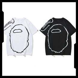 Designer T-shirt Shark Shirt Mens Tshirt côté camouflage double face Tshirts Vêtements graphiques Tee appliquée Casque à cajou Lightning Luminous Cotton Summer A10