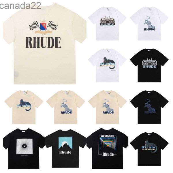 Camiseta de diseñador Verano para hombre para mujer Rhude para hombres Tops Carta Polos Bordado Camisetas Ropa Camiseta de manga corta Camisetas grandes XHSN