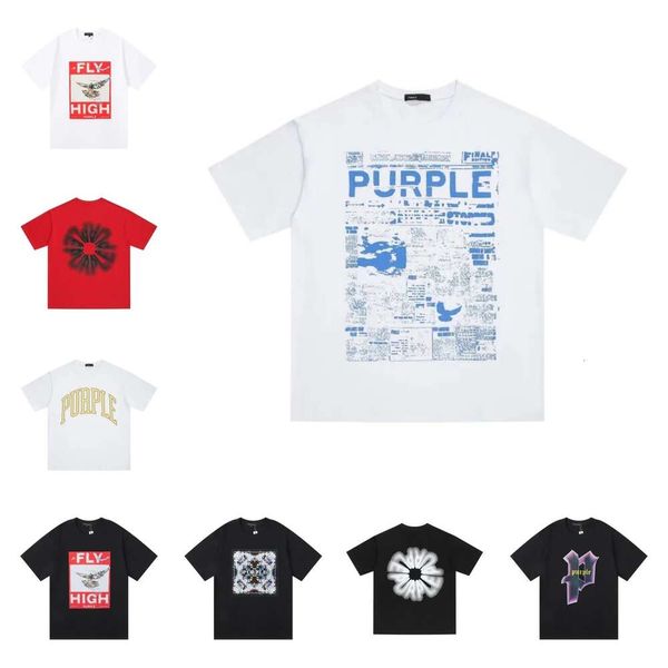 Designer T-shirt Summer Purple's Men's Women's T-shirts Coton Coton Loust Casual Graphic Tee Vêtements Huile Paint