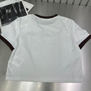 Designer T -shirt zomer korte mouw crop top tee vrouwen t -shirt contrast kleur geprinte slanke fit tops 324ihy