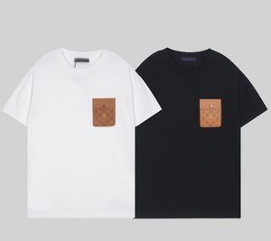 T-shirt de designer d'été à manches courtes surdimensionné en cuir poitrine poche t-shirt hommes t-shirt t-shirt blanc femmes vêtements pour hommes