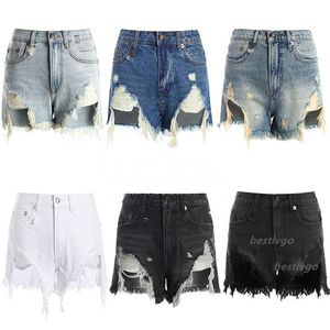 Dames shorts jeans denim shorts met hoge taille gescheurde retro casual rauwe skinny jeans 25-30 maat