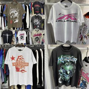 Designer T-shirt T-shirt Hellstar Korte heren en damesroze oranje letters gratis straat hiphop rap mode zomer strakke montage shirt sportkleding katoen katoen