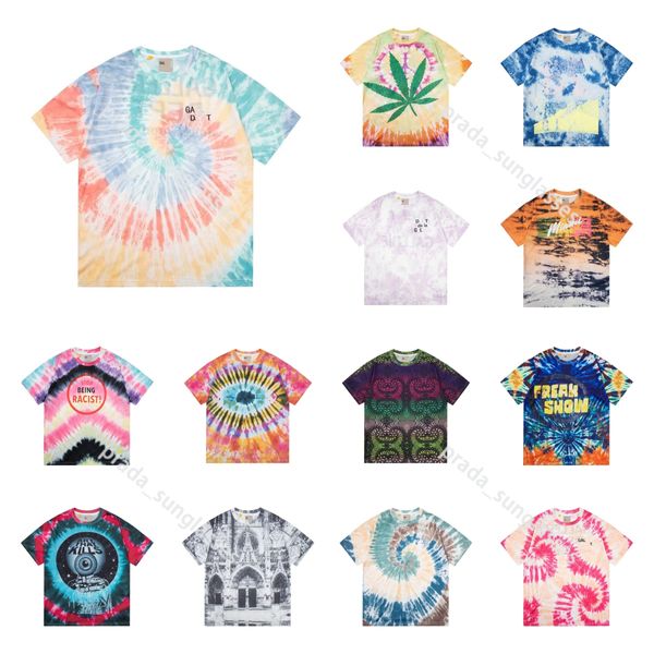 T-shirt de créateur Tie-Dye Alphabet Print à manches courtes High Street Fashion Retro American American Casual Washed T-shirt