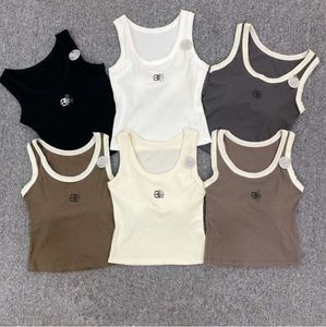 Designer T-shirt Femme Lowe Cropped Top Knits Tankem Broidered Womens Tops Sexy Sport Sport Tee Yoga Summer Tees Vests Fitness Anagram Sports Bra Mini 1908ess