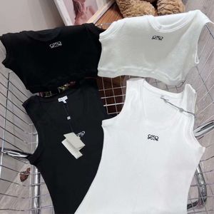 Designer T-shirt Femme Lowe Cropped Top Tankem Broidered Womens Knits Tops Sexy Sport Sport Tee Yoga Summer Tees Vests Fitness Anagram 5511ess