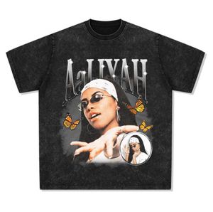 Designer T-shirt femme hommes à manches courtes Aaliyah Brand T-shirt Vintage Femmes Tshirt Top Tee Womens Vêtements