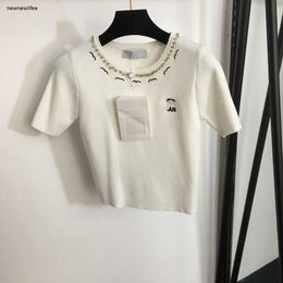 Designer de camiseta feminina roupas de marca para mulheres verão tops moda logotipo manga curta menina camisa de malha 03 de janeiro