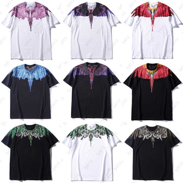 Designer T-shirt Femmes Hommes T-shirts Summer Cotton Tops Classic Tide Phantom Wings Graphic Tee Coloré Plume Lightning Blade Couple Demi-manches T-shirts