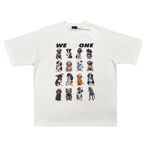 Camiseta de diseñador para mujer, camisa de moda con dibujos animados de perro americano, cuello redondo, manga corta, unisex, de algodón puro