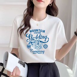 T-shirt à manches à manches courtes en coton t-shirtpure pour femmes 2024 Nouveau coréen surdimensionné coréen surdimension