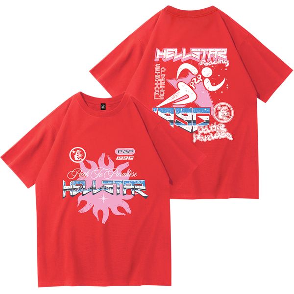 T-shirts de créateurs T-shirts graphiques Vêtements tous assortis Hipster Tissu lavé Street Graffiti Lettrage Feuille d'impression Hip Hop Mode T-shirt Hell Star Hellstar Shirt