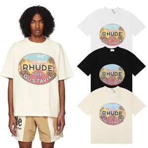 Rhu-de T-shirts Men Shorts Women Clothing Tops, 2024 Summer Short Sleeve Tshirt Hip Hop Letter Graffiti Print Loose Shirts Casual Short Pants