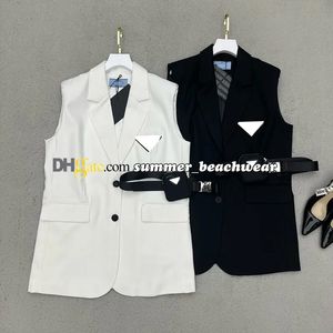 Designer tankjack mouwloos vest jasje jasje draag een riem dames zomer zakelijke mouwloze blazer