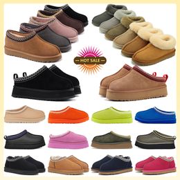 Designer Tasman-laarzen Tazz Maxi-slippers Kastanjebont Slippers Schapenvacht Shearling Klassiek Ultra Mini-platform Wintermuiltjes Dames Heren Instappers Suède Bovenwerk Wol