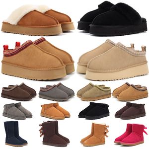 Designer Tasman Pantoufles Australie Femmes Hommes Fourrure Tazz Diapositives En peau de mouton Shearling Plate-forme classique Ugglie Boot Winter Slip-on Chaussures