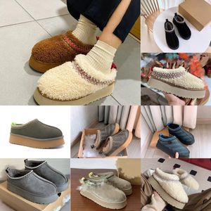 Designer Tasman Slippers Tazz Australia Uge Braid Sherpa Fleece Bont Slide Schapenvacht Klassieke Ultra Mini Platform Boot Winter Dames