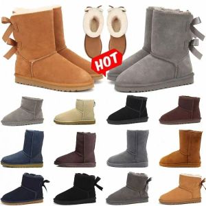 Warme ugge-laarzen Mini Snowboots Enkellaarsjes Australisch Klassiek Winter Vol bont Pluizig Harig Satijn VS Gs 585401 Dames Kinderlaarsjes Pantoffels Pluche Casual Kastanje