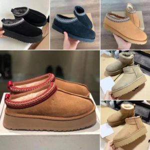 Diseñador Tazz Slippers Tasman Classic Mini Australia Botas Mujeres Mujeres de la plataforma de piel de vellón Mulas de invierno Mulas Mujeres Botas Tamaño 35-44