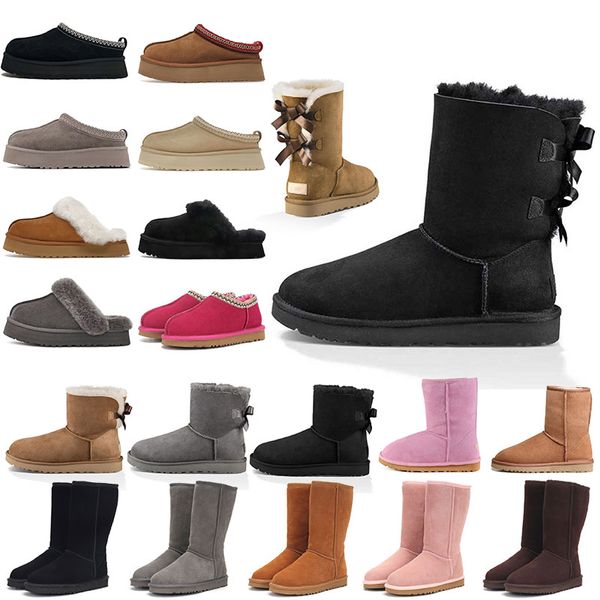 Designer Tazz Ugglie Boot sur le genou Pantoufles Tasman Ugglie Slipper Ultra Mini Plate-forme Boot Mules UG Boot Booties Clog Slides Slip-on Suede Upper Winter Shoes