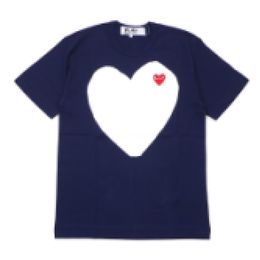 Diseñador TEE Com Des Garcons PLAY HEART LOGO IMPRESIÓN CAMISETA TEE AZUL MARINO Unisex Japón Mejor calidad Tamaño EURO