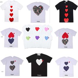 Ontwerper T-shirt com des Garcons Play Heart Logo Print T-shirt T-shirt Maat extra grote blauwe hart unisex Japan de beste kwaliteit euro maat 2546